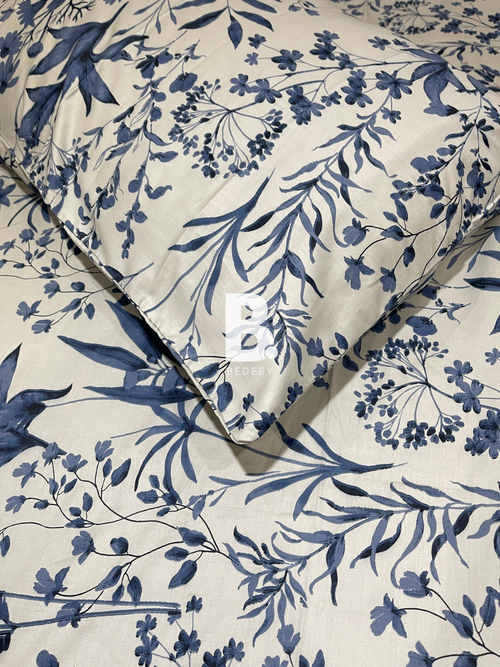 Blue Leaves Satin