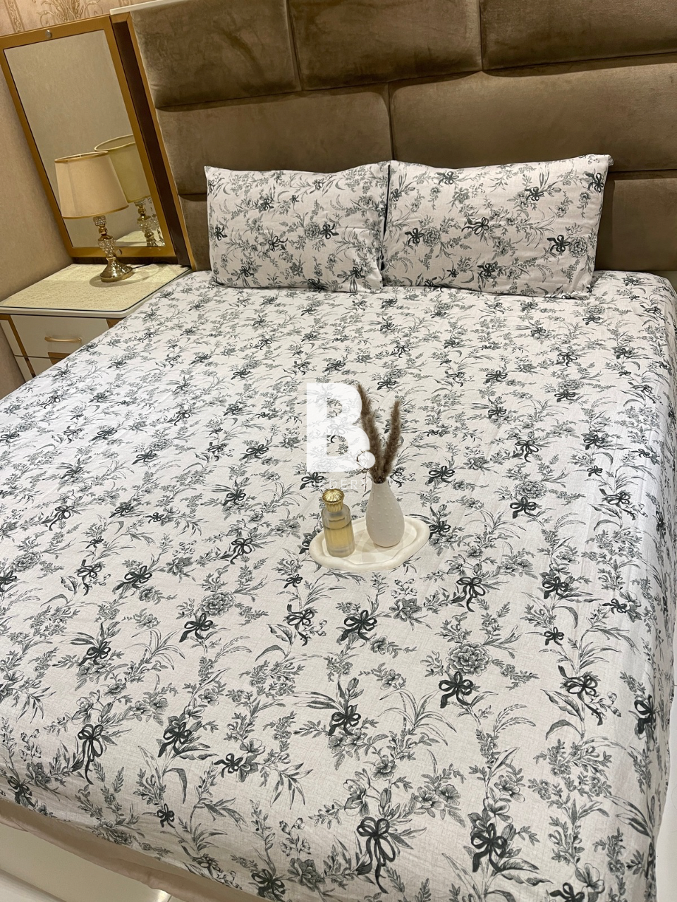 Monochrome Floral Satin
