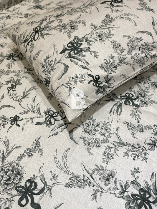Monochrome Floral Satin