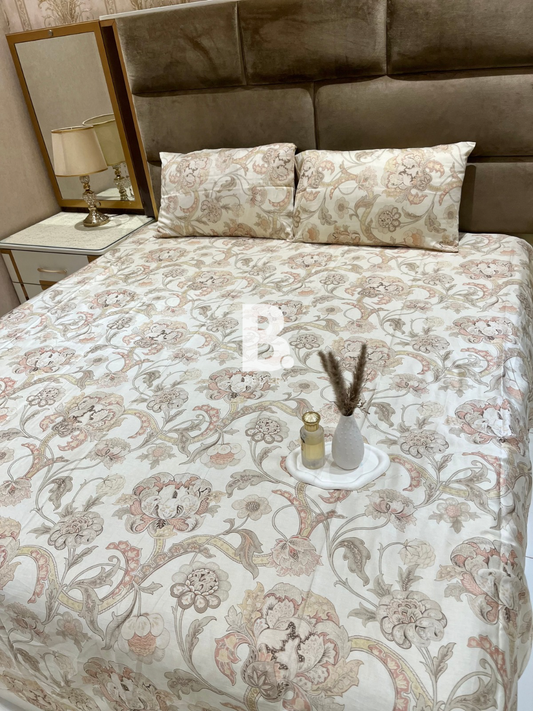 Cream Floral Satin