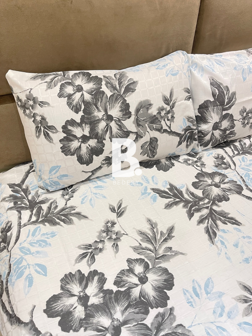 Monochrome Blossom Satin