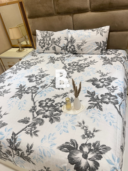 Monochrome Blossom Satin