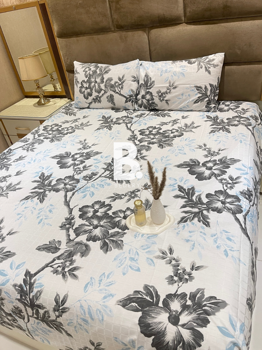 Monochrome Blossom Satin