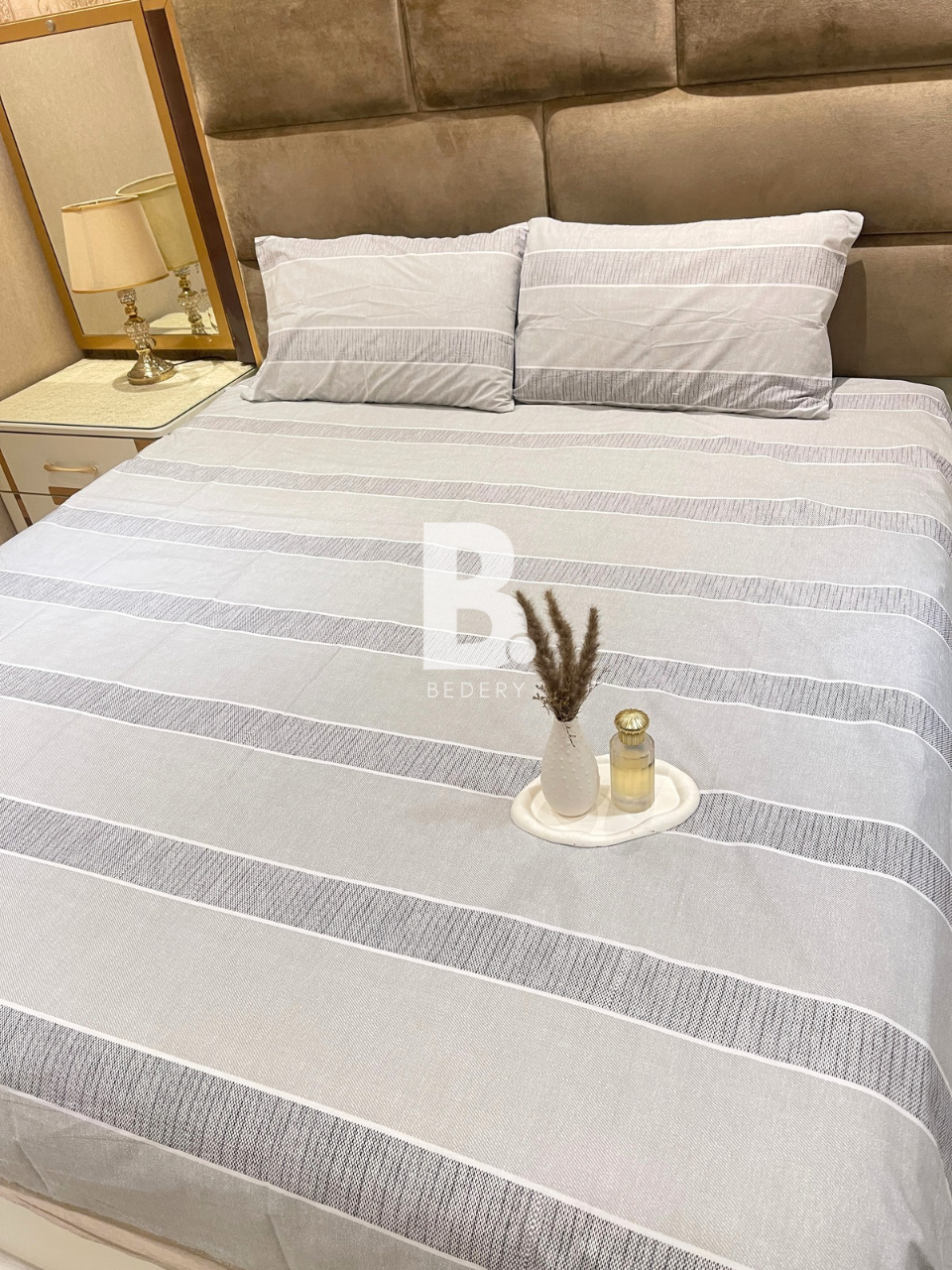 Slate Striped Percale
