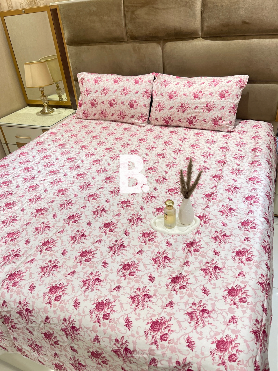 Pink Floral Satin