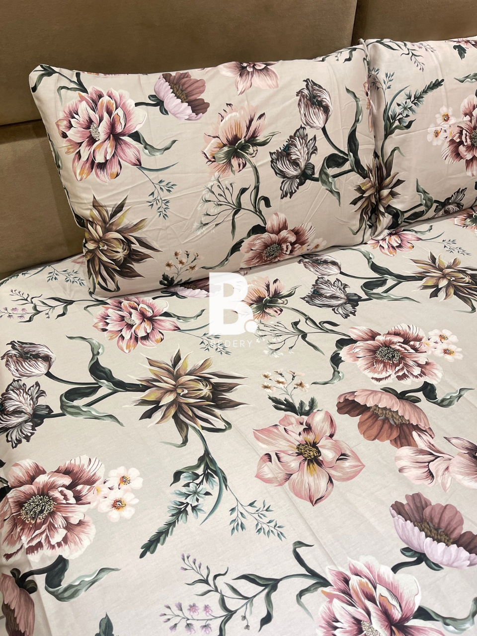 Mauve Floral Satin