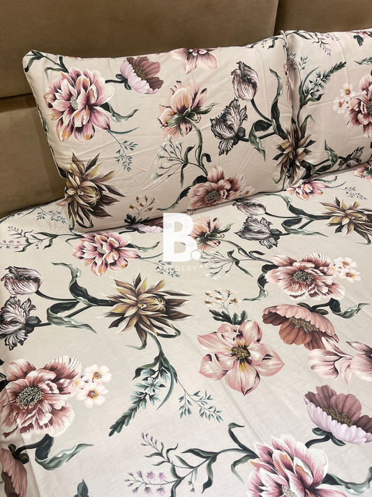 Mauve Floral Satin
