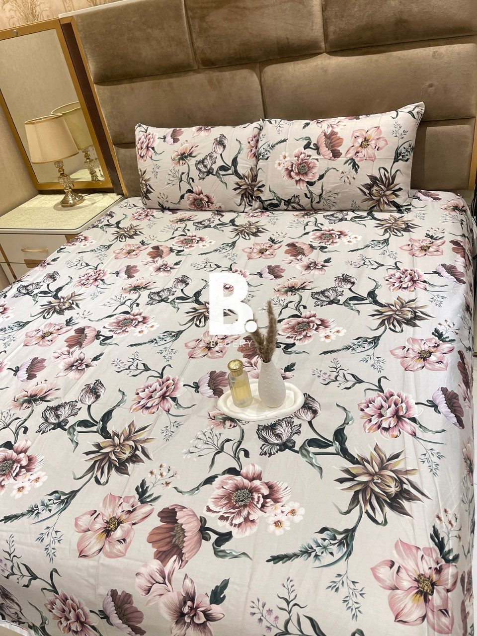 Mauve Floral Satin