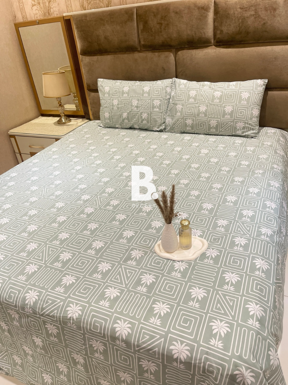 Mint Palms Percale