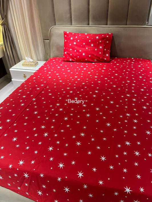 Starry Red Kids Bed Sheet