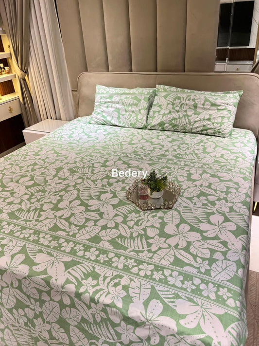 Emerald Leaves Percale Cotton Bedsheet