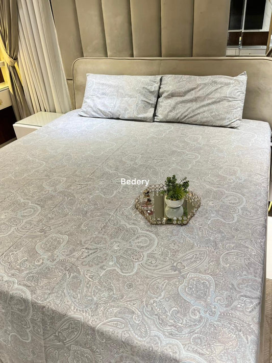 Grey Blossom Percale Cotton Bedsheet