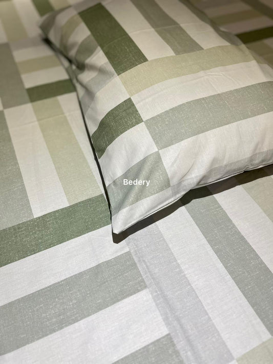 White Grid Percale Cotton Bedsheet