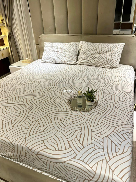 Golden Lines Percale Cotton Bedsheet