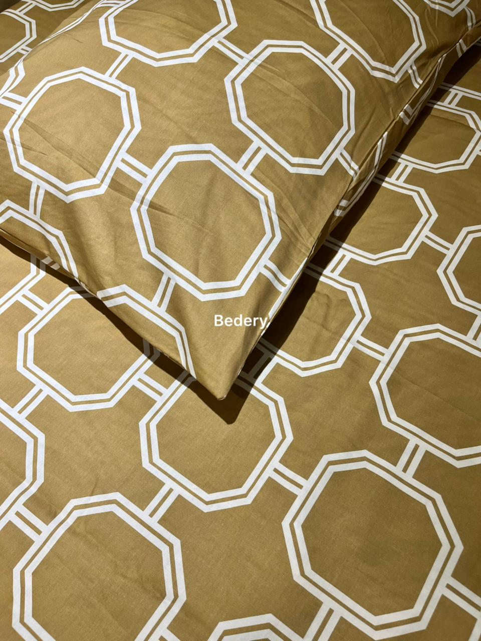 Mustard Pentagon Cotton Satin Bedsheet