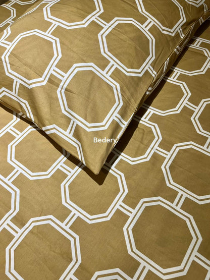 Mustard Pentagon Cotton Satin Bedsheet