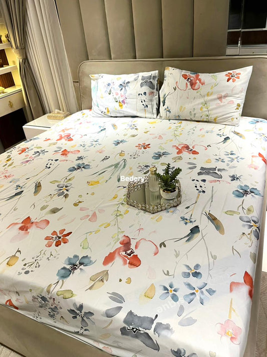 Blooming Elegance Satin Bedsheet