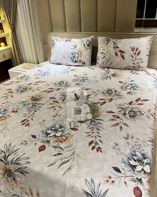 Soft Floral Cream Bedsheet