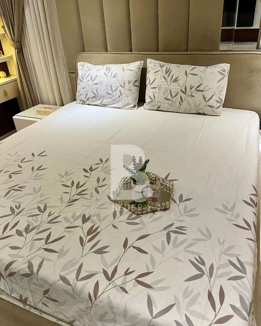Calm Leaf White Bedsheet