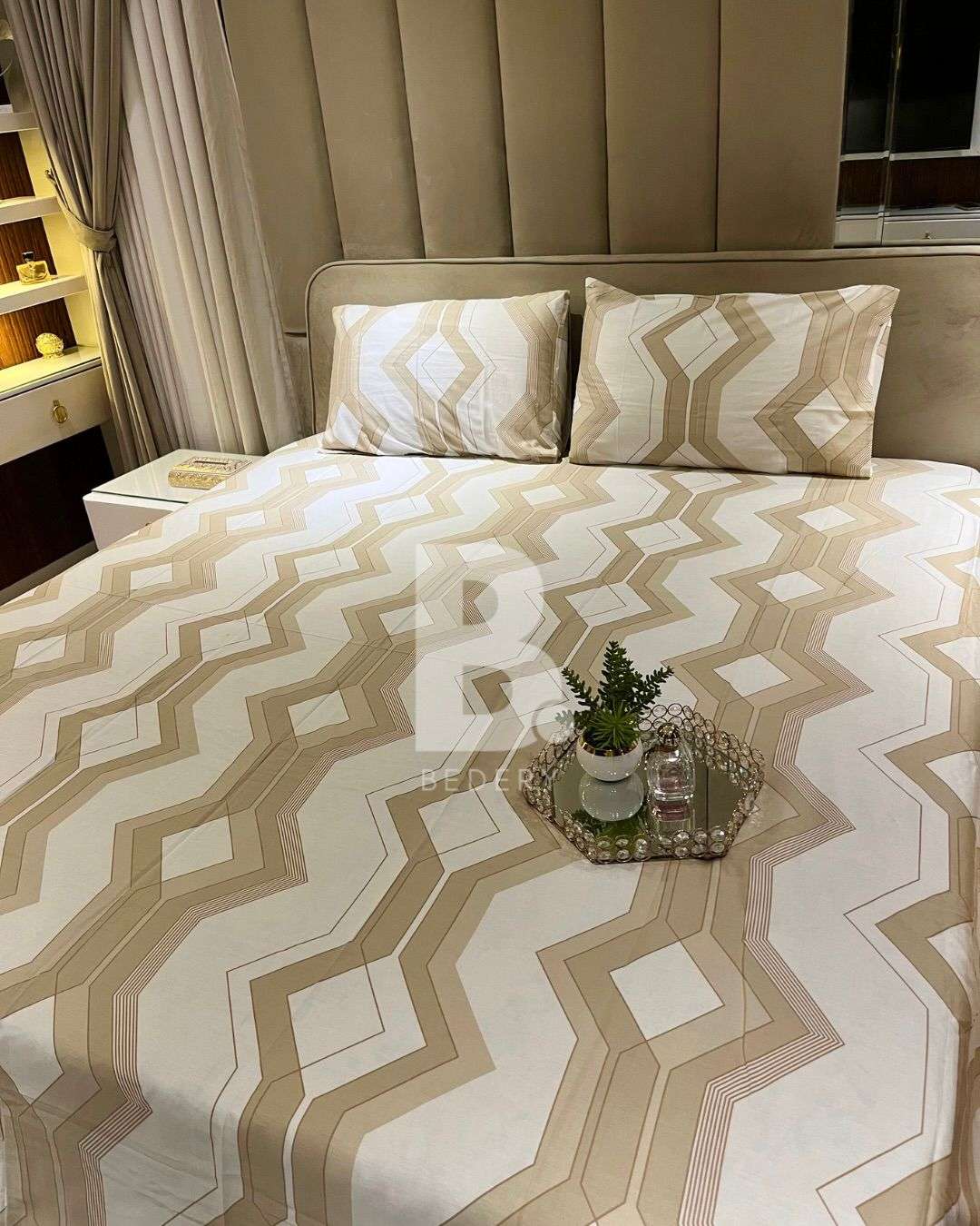 Beige Zigzag Bedsheet