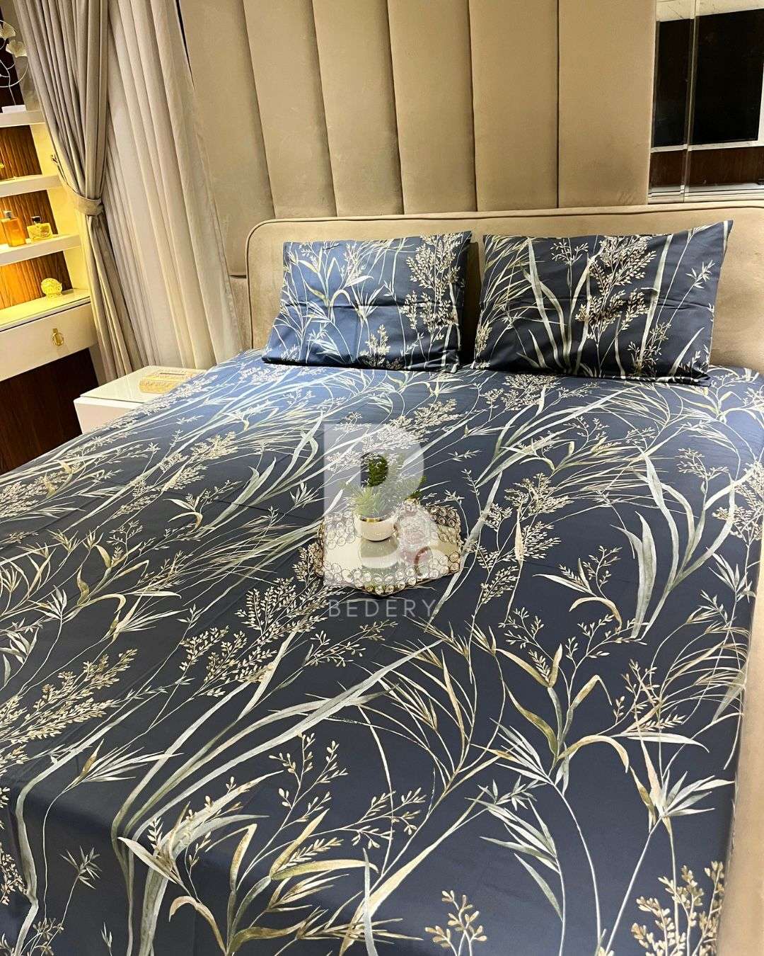 Charcoal Harvest Percale Cotton Bedsheet