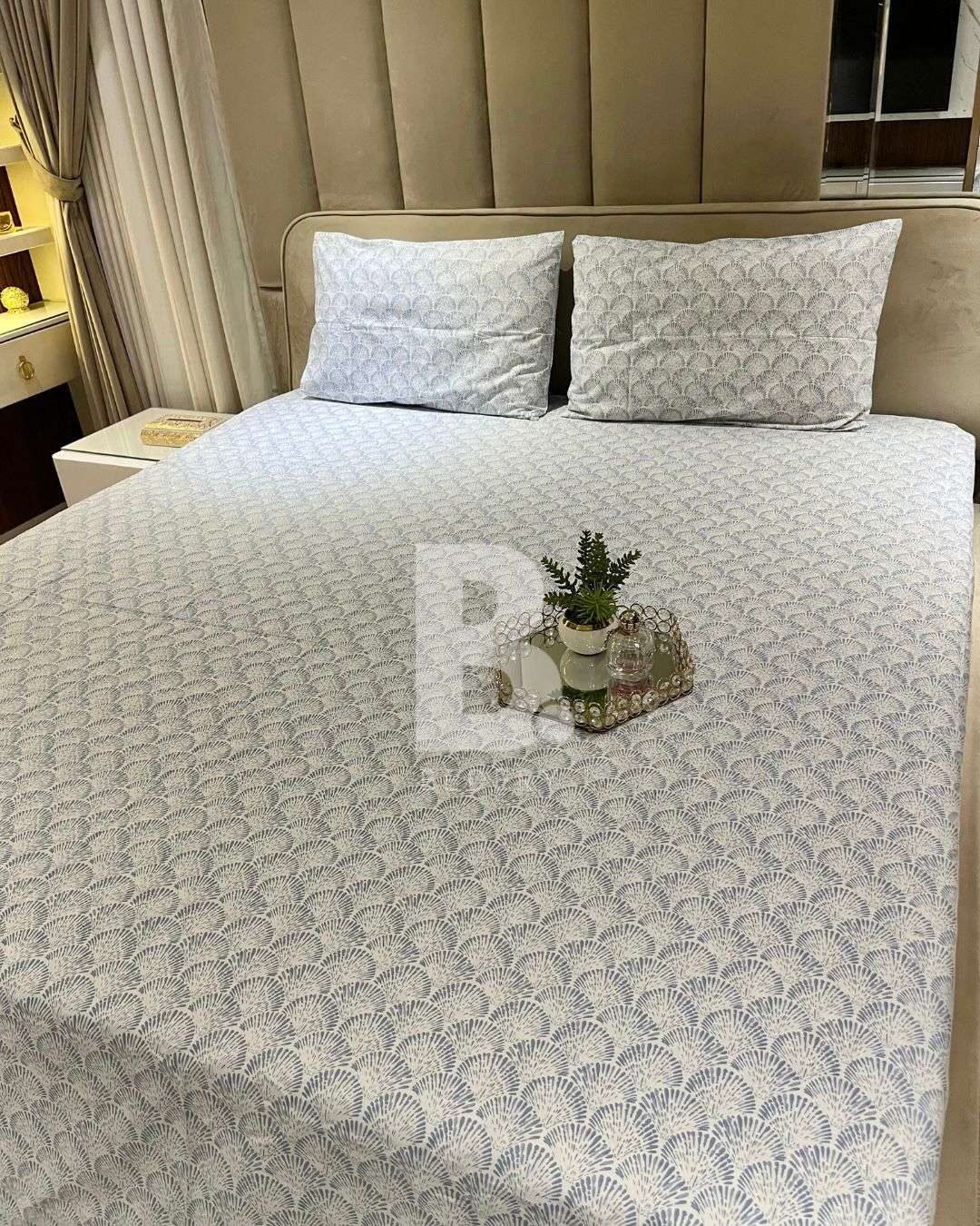 Silver Shell Percale Cotton Bedsheet