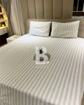White & Grey Lines Percale Cotton Bedsheet