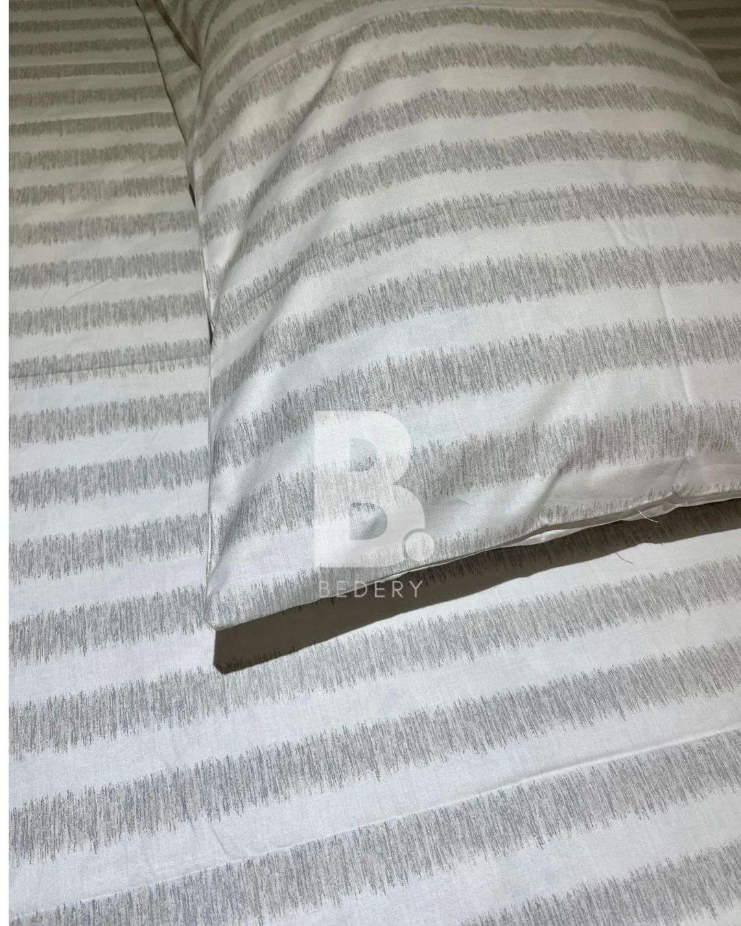 White & Grey Lines Percale Cotton Bedsheet