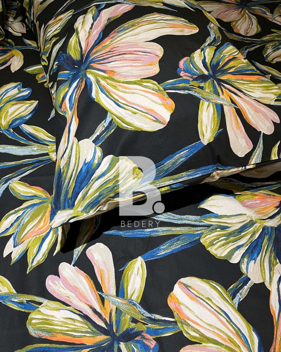 Midnight Bloom Percale Cotton Bedsheet
