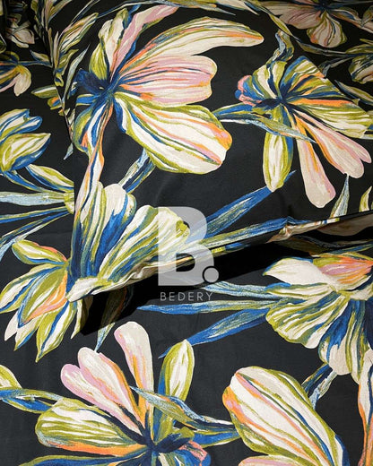 Midnight Bloom Percale Cotton Bedsheet