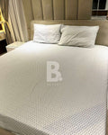 White & Silver Geometric Percale Cotton Bedsheet