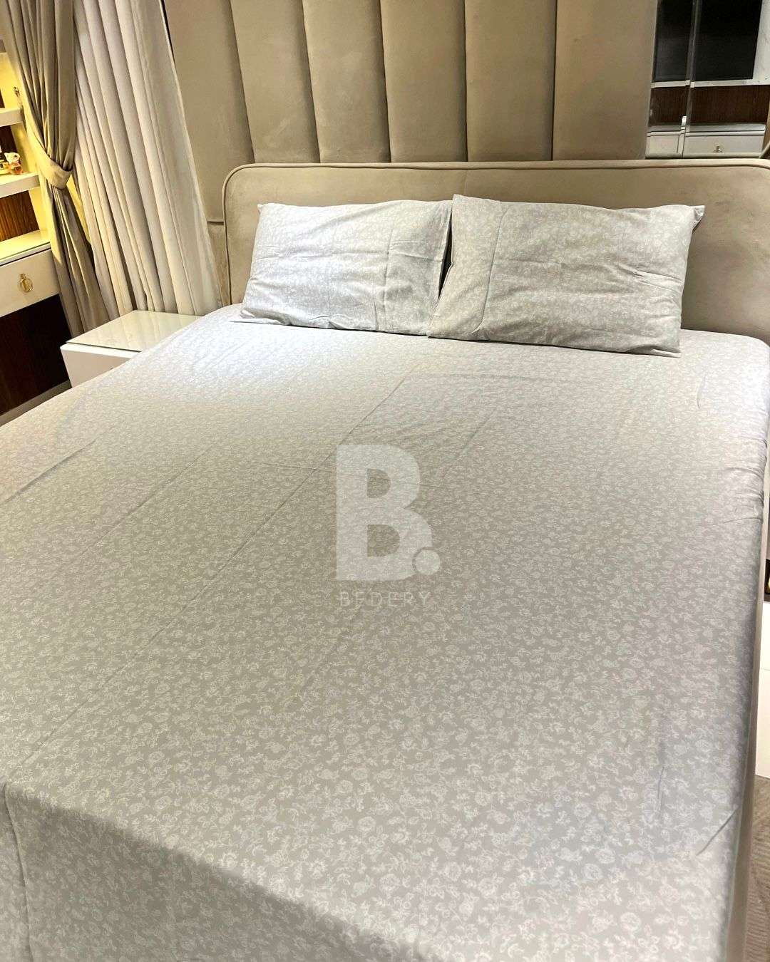 Silver Petals Percale Cotton Bedsheet