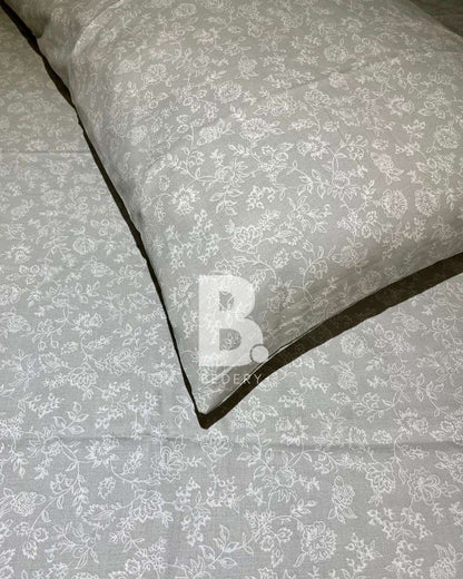 Silver Petals Percale Cotton Bedsheet