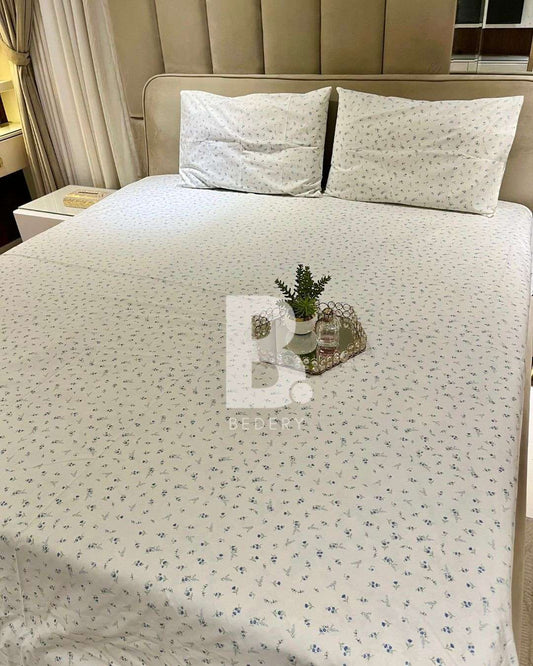 Blue Floral Bliss Percale Cotton Bedsheet