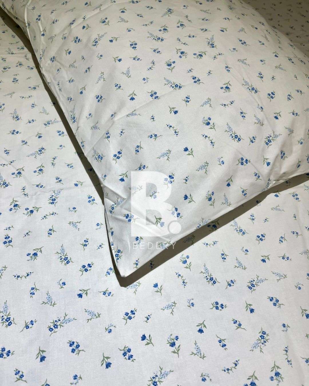 Blue Floral Bliss Percale Cotton Bedsheet