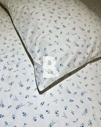 Blue Floral Bliss Percale Cotton Bedsheet