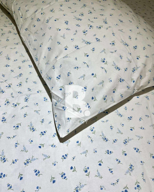 Blue Floral Bliss Percale Cotton Bedsheet